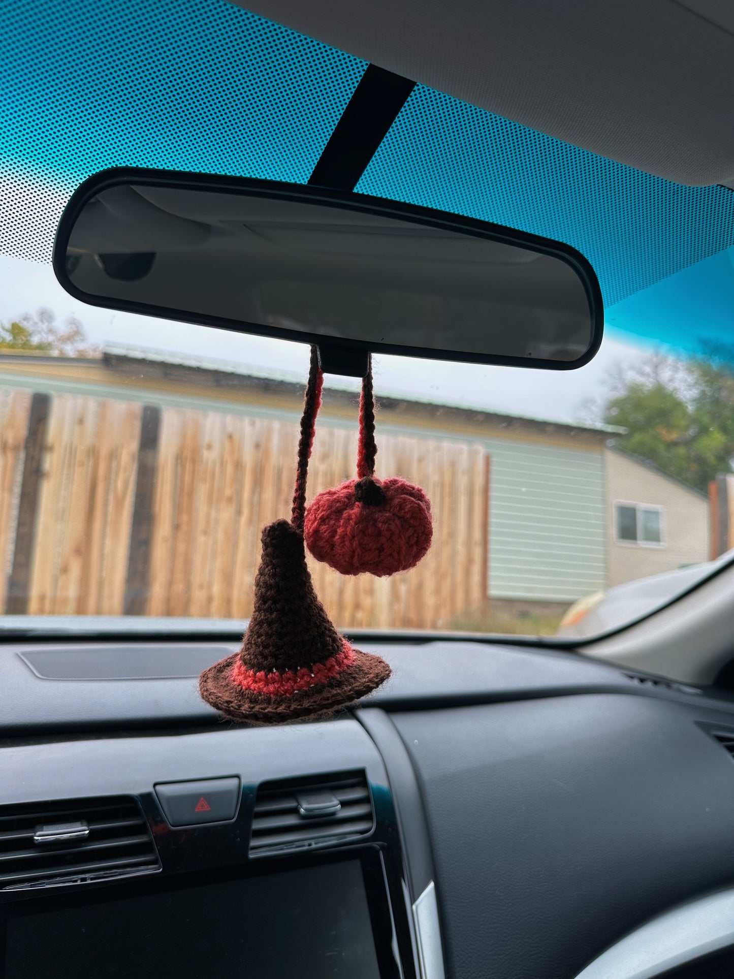 Witch Hat and Pumpkin Car Accessory